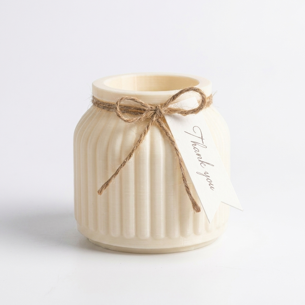 Modern Ribbed Planter Cream