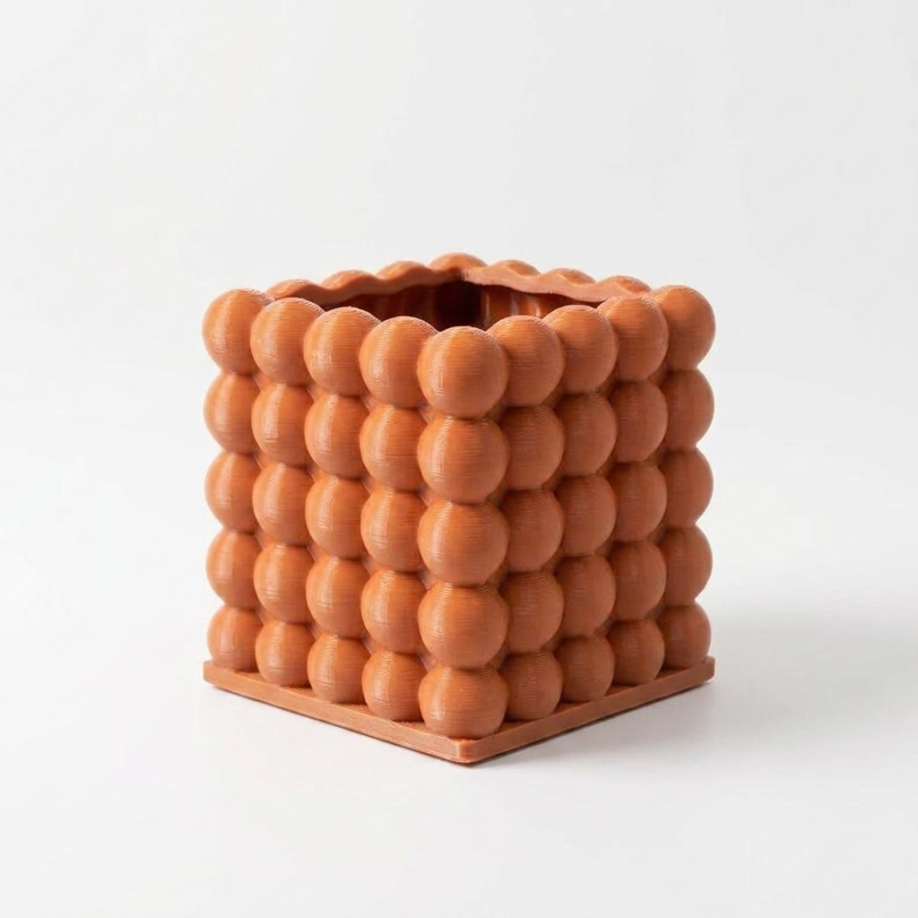 Bubble Cube Planter Terracotta