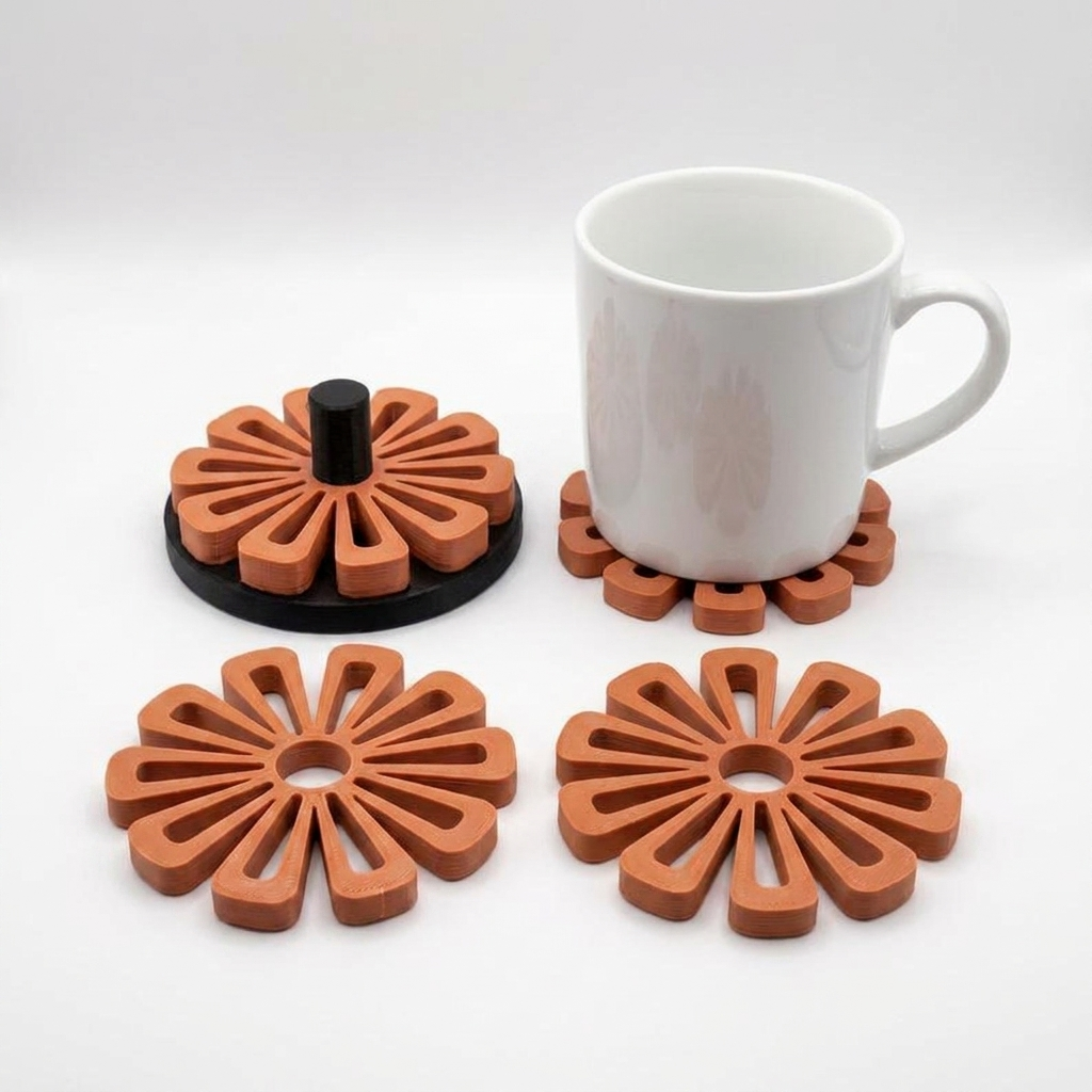 Flower Mug Coaster Terracotta