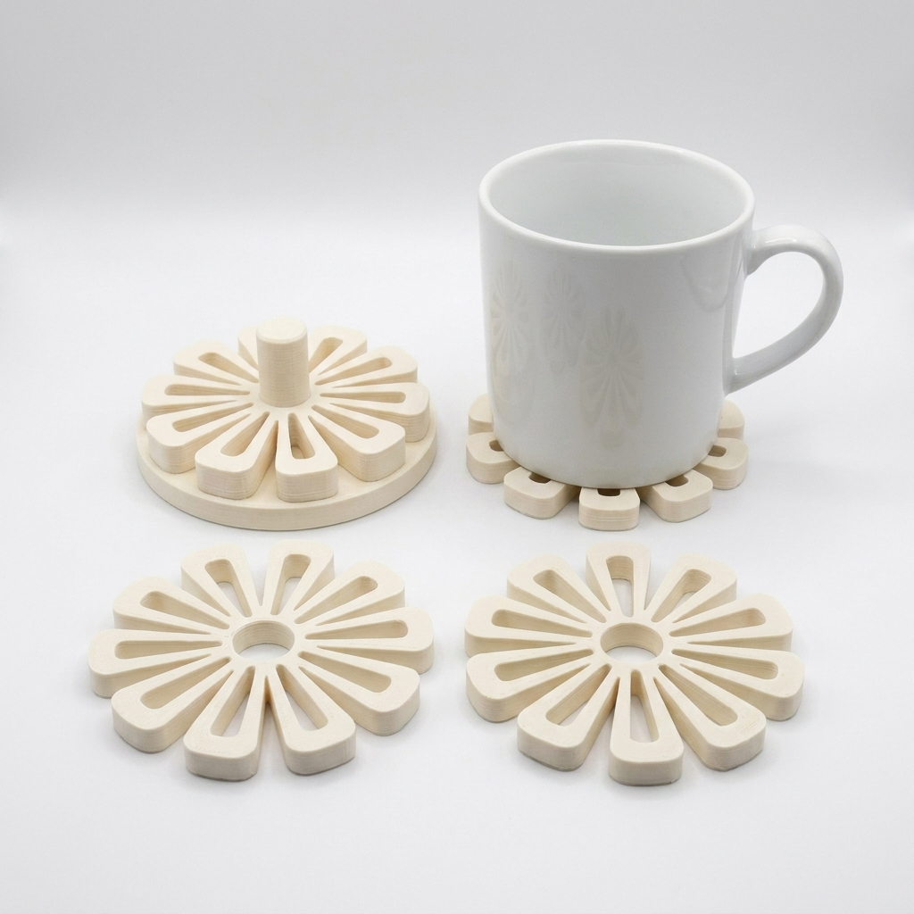 Flower Mug Coaster Cream
