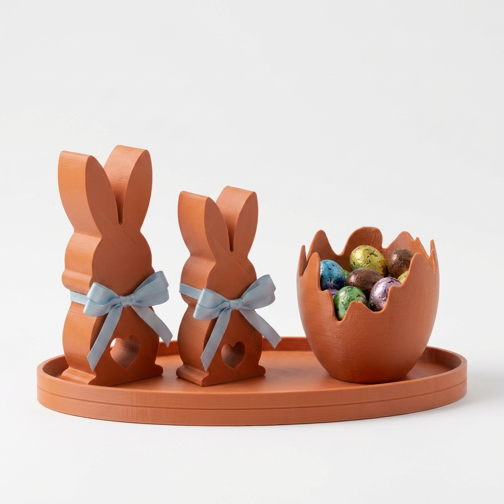 Easter Bunny Decor Set Terracotta
