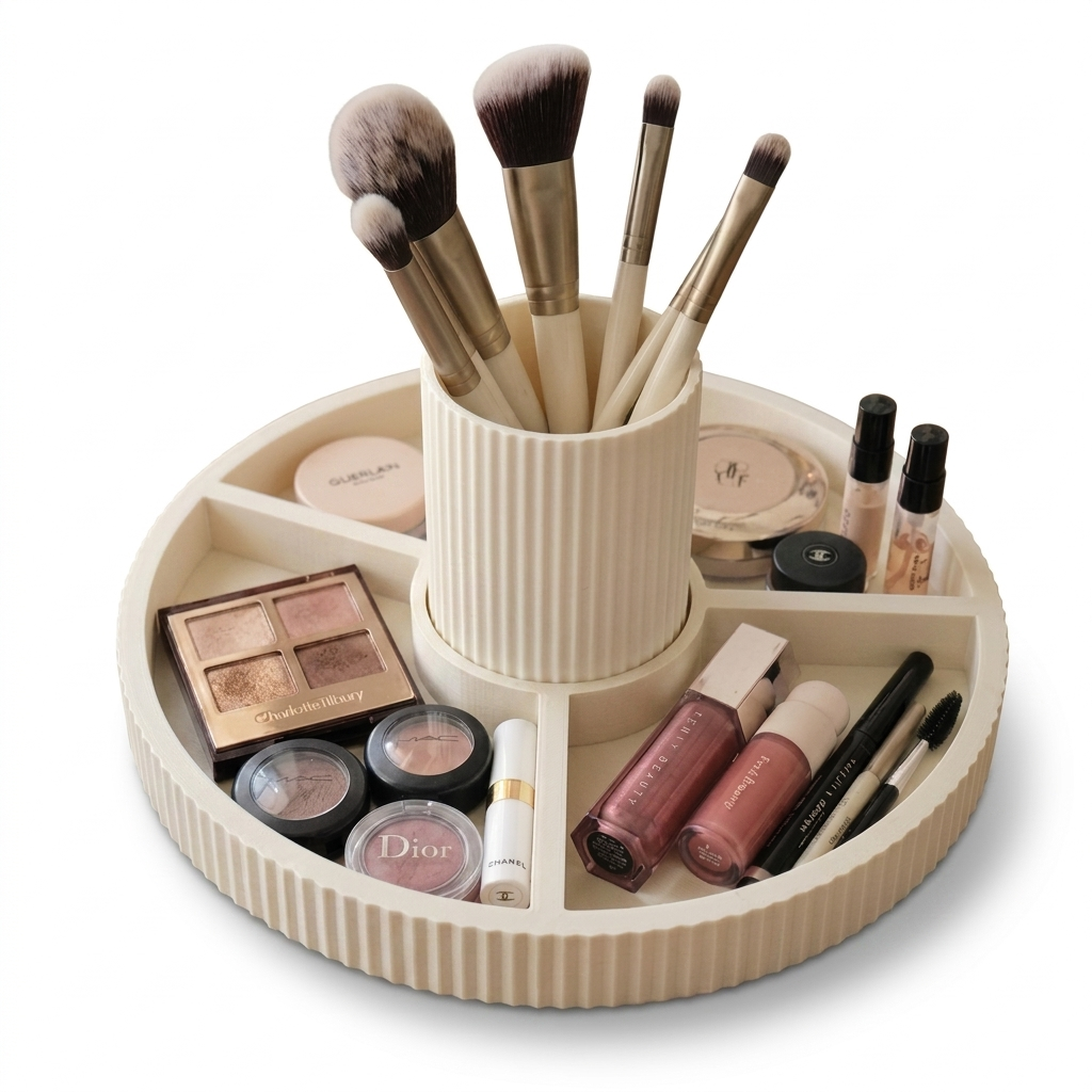 Ribbed Modular Vanity Tray Cream