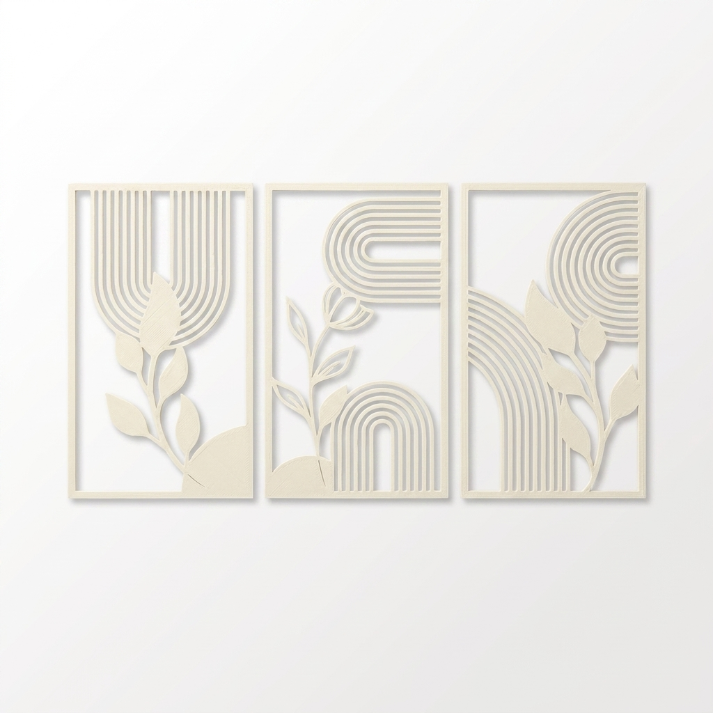 Boho Botanical Trio Wall Art Cream