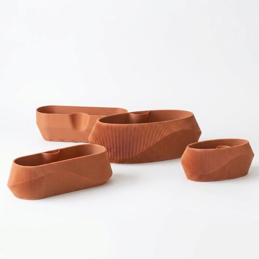 Wave Facade Triple Planters Terracotta