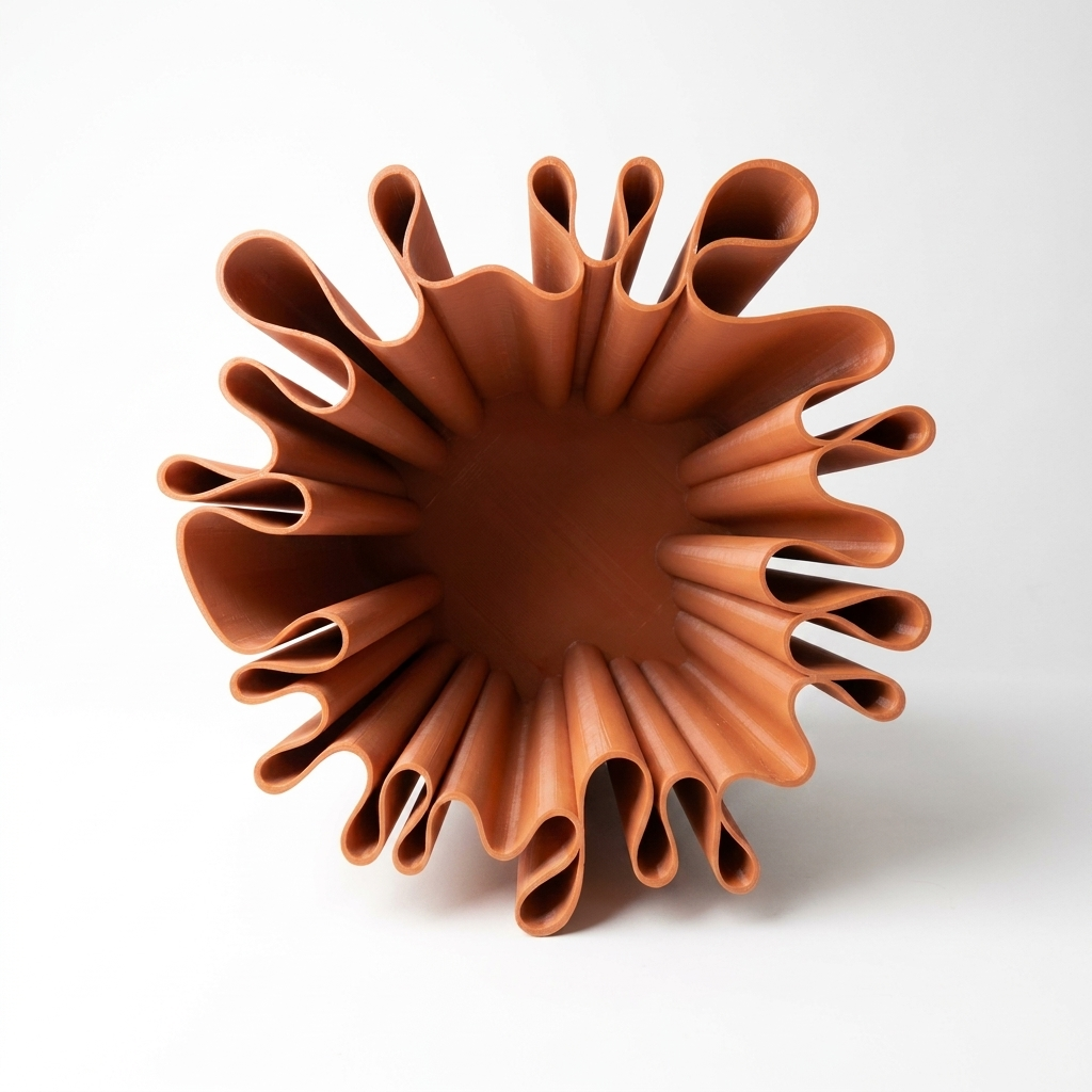 Wavy Bloom Vessel Terracotta