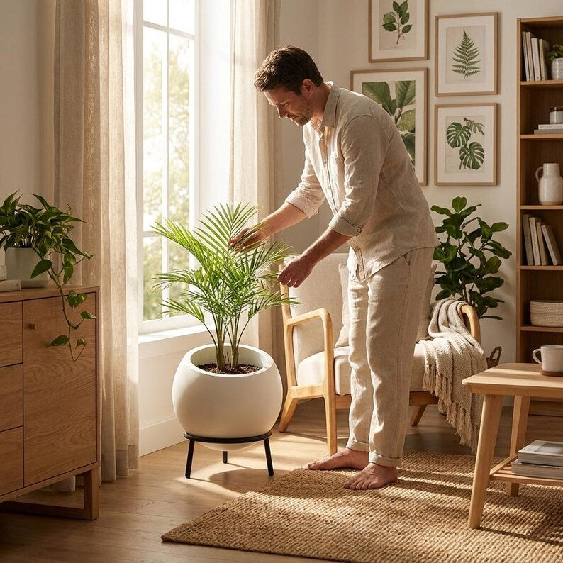 Spherical Planter with plant