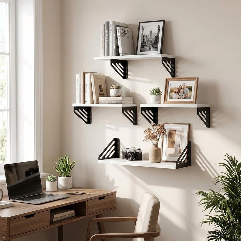 Double-Rotation Shelf Brackets installed