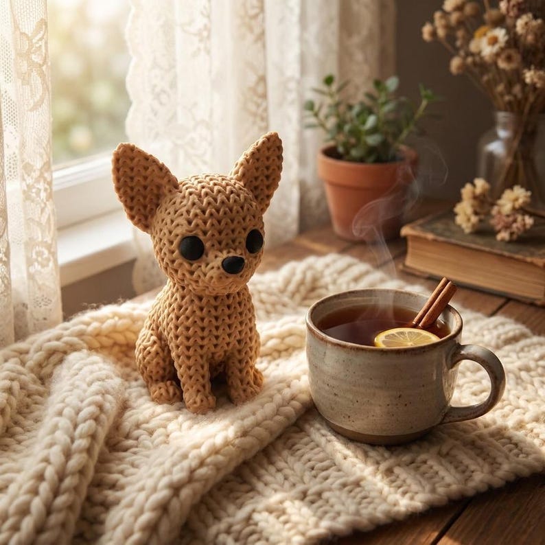 Knitted Look Chihuahua detail
