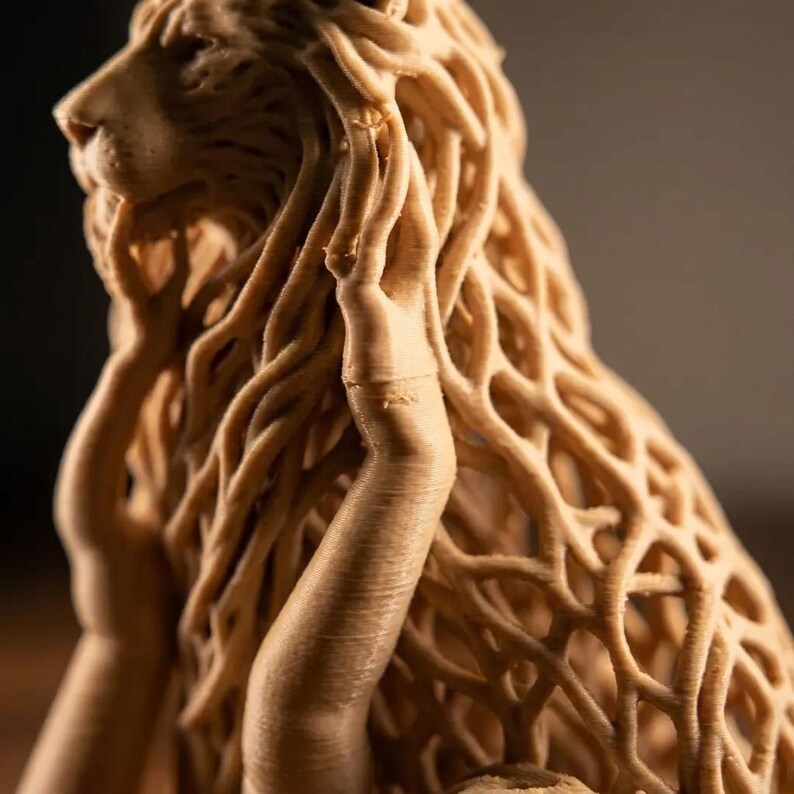 Voronoi Rootwoven Lion on display