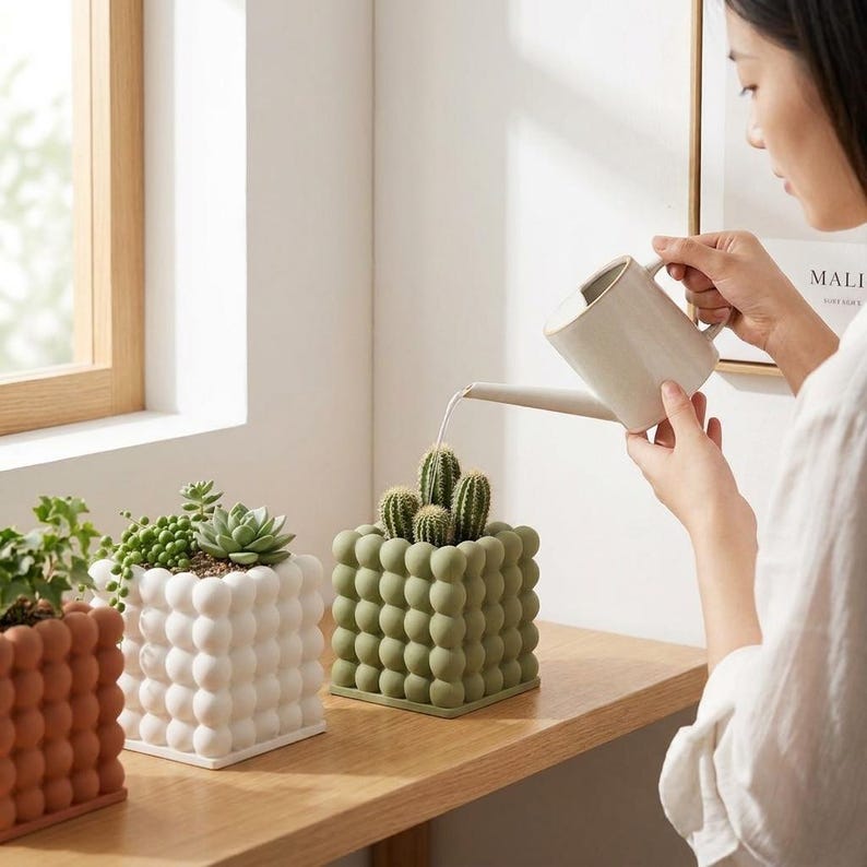 Bubble Cube Planter detail