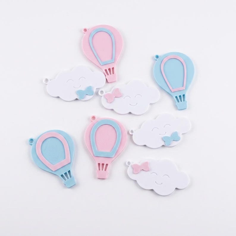 Hot Air Balloon & Cloud Baby Keychains