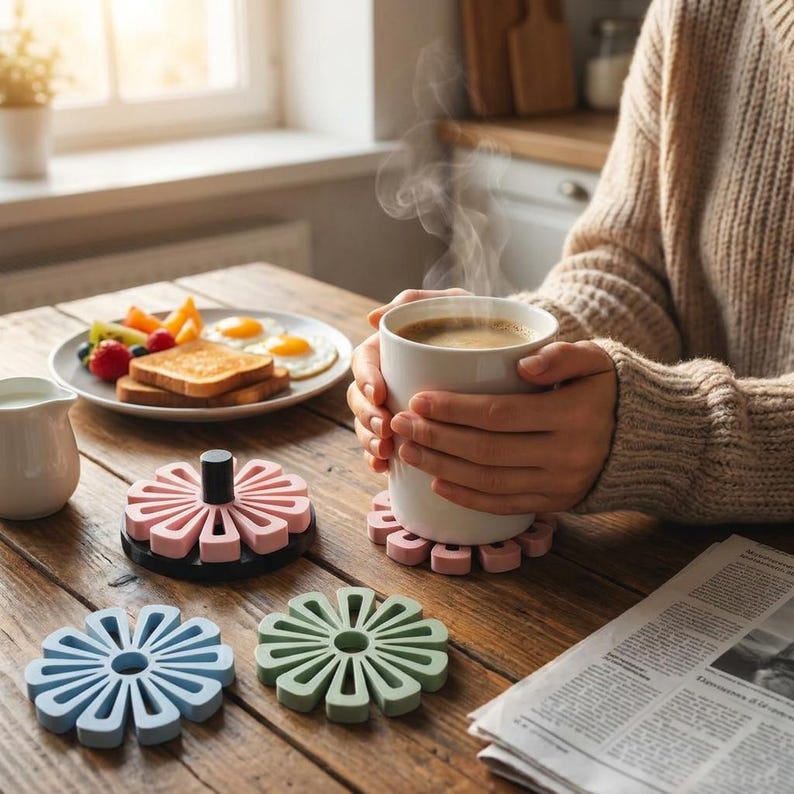 Flower Mug Coaster with mug