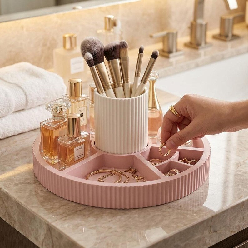 Ribbed Modular Vanity Tray detail