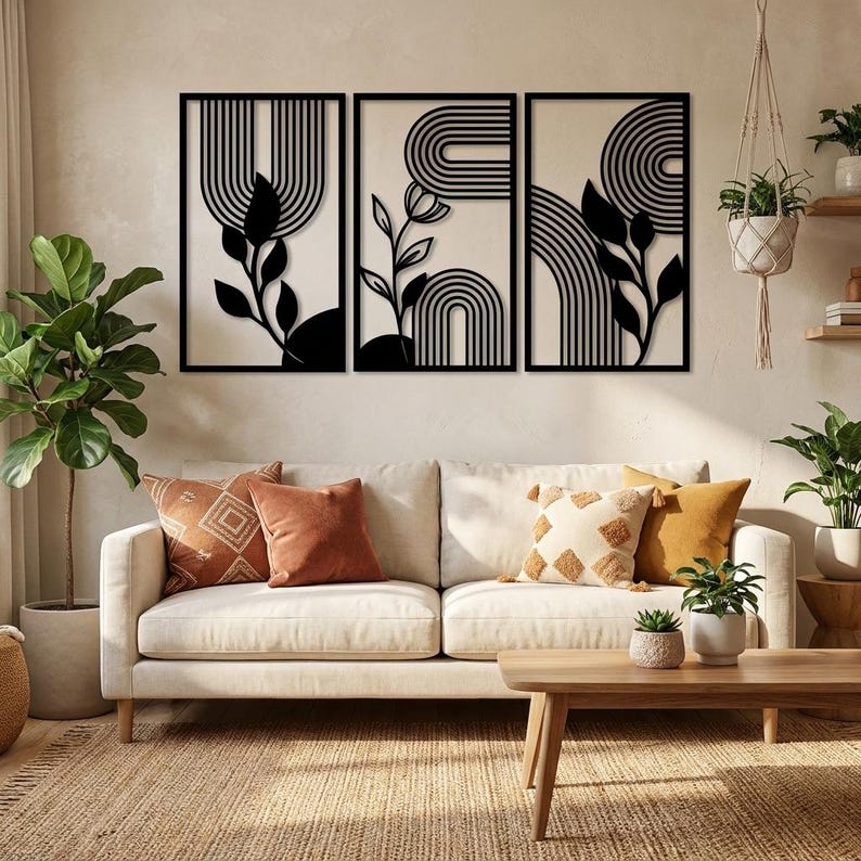 Boho Botanical Trio on wall